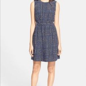 NWT Kate Spade black and blue pleat dress.